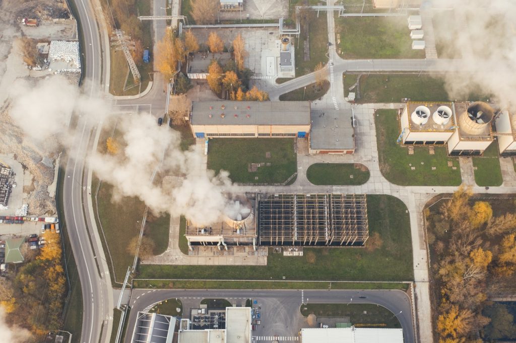 Aerial photograph of an industrial facility