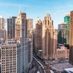 aerial view of Chicago skyline 