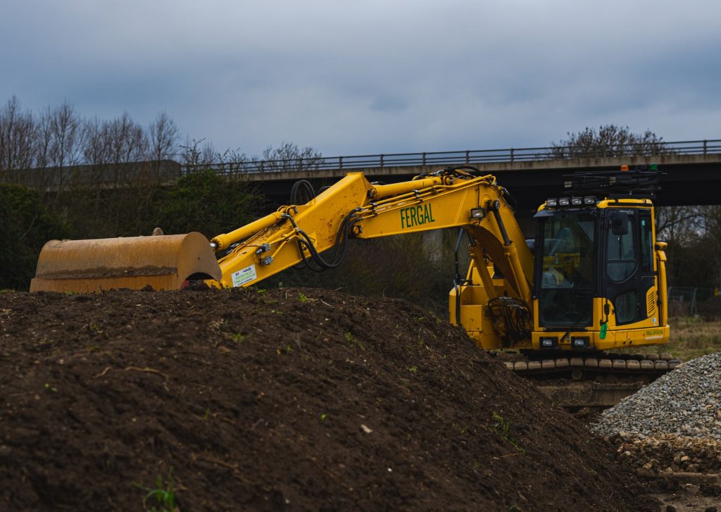 Land Construction with a backhoe