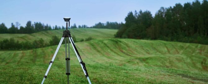 a land survey tripod on a field