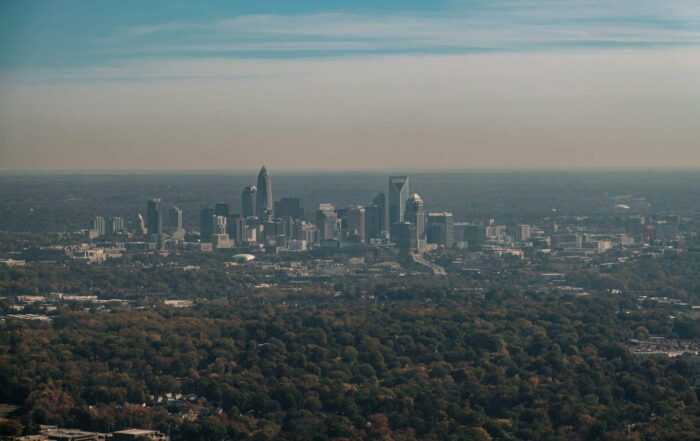 aerial photography of North Carolina city buildings