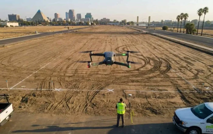 surveyor operating drone over site sacramento