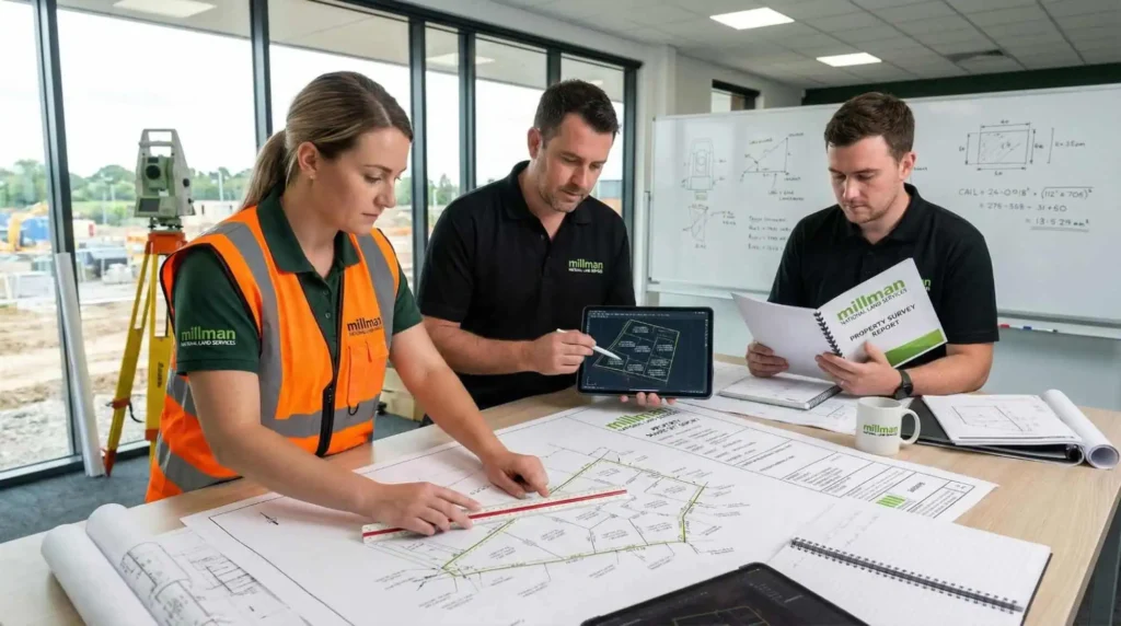 A Millman Land team member reviewing commercial land usage plans.